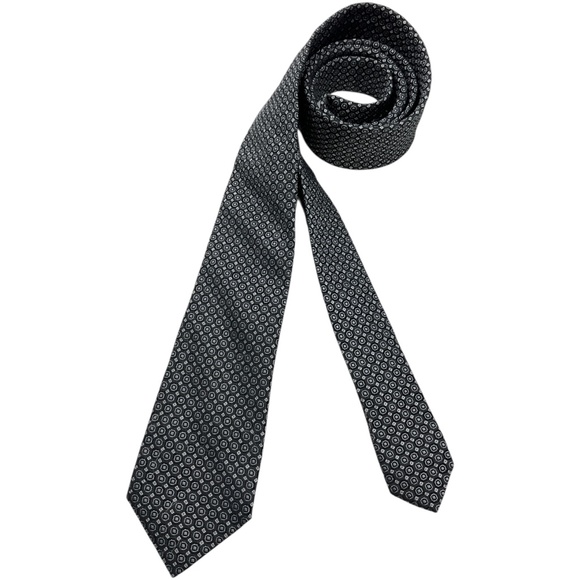 PROFUOMO Black/Gray Geometric Silk LUXURY Tie ITALY - Picture 1 of 4